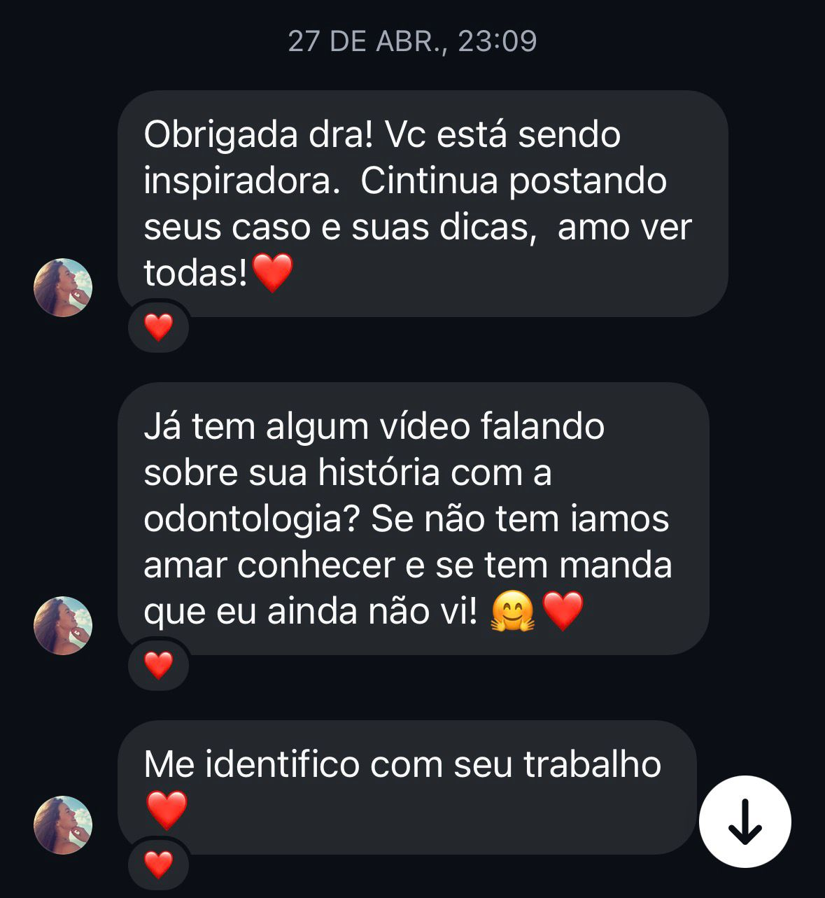 Mensagem de agradecimento recebida de aluno ou paciente 5