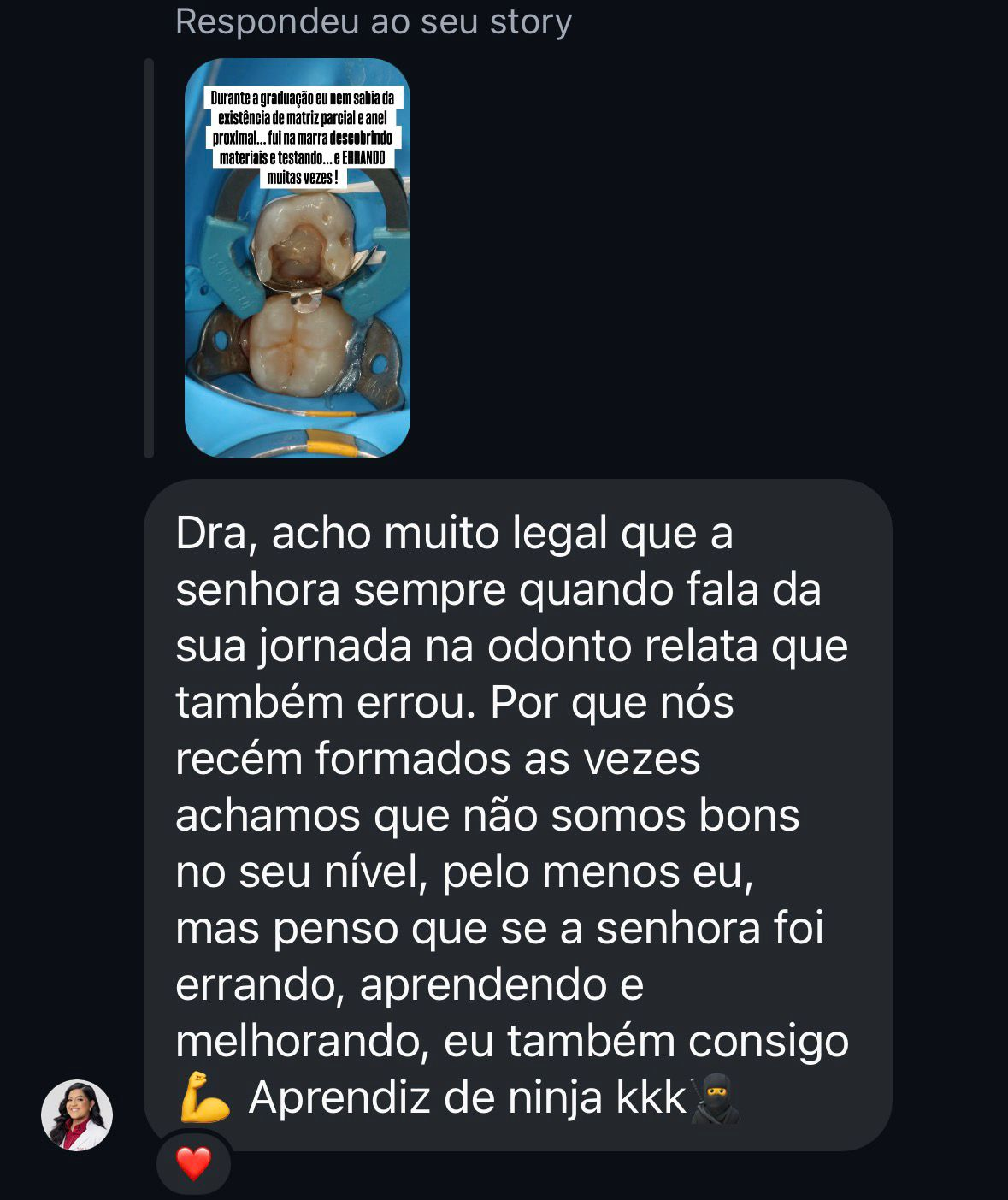 Mensagem de agradecimento recebida de aluno ou paciente 3