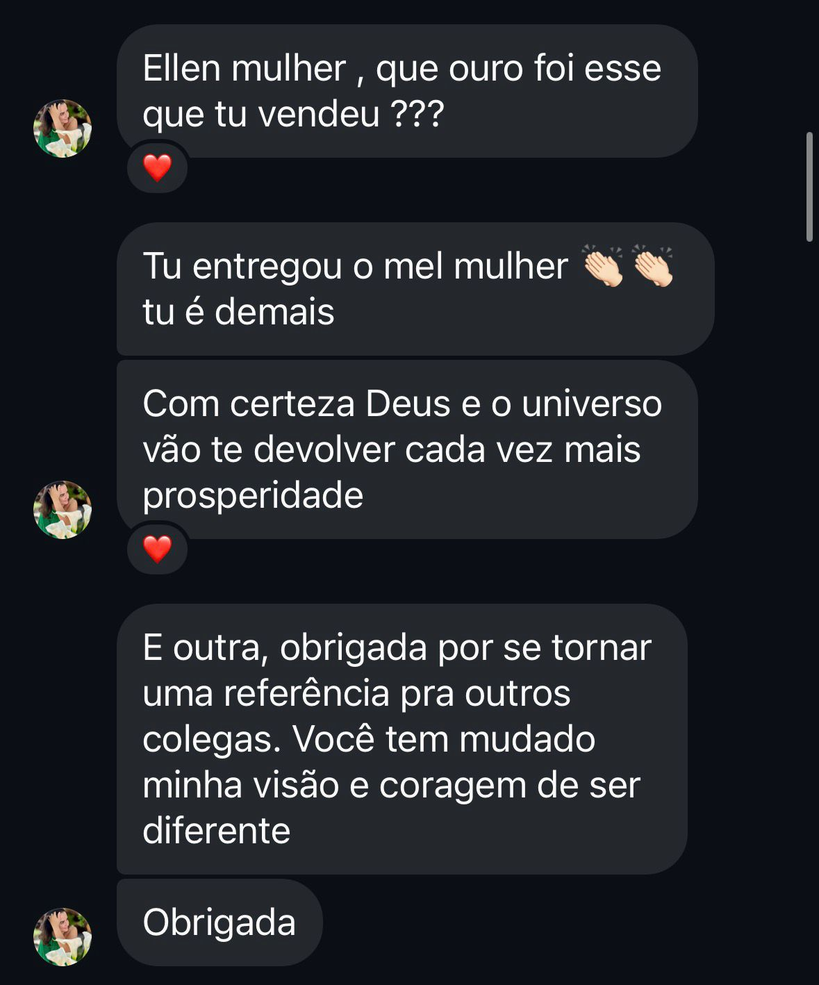 Mensagem de agradecimento recebida de aluno ou paciente 6