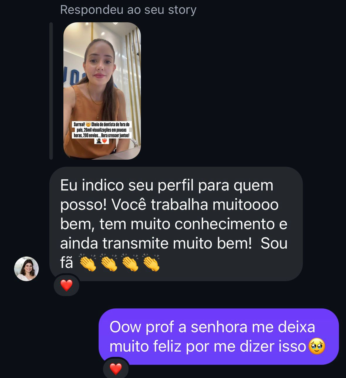 Mensagem de agradecimento recebida de aluno ou paciente 2